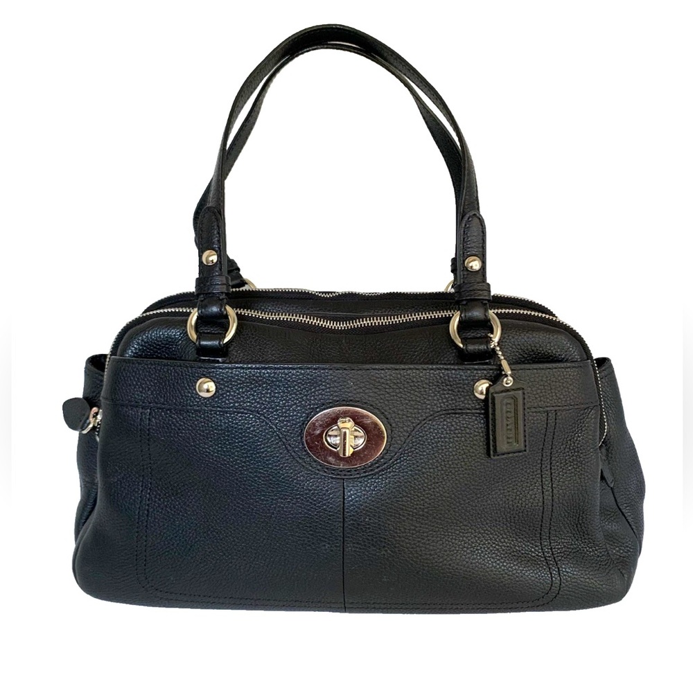 COACH Penelope Black Pebble Leather Shoulder Handbag - Picture 3 of 17